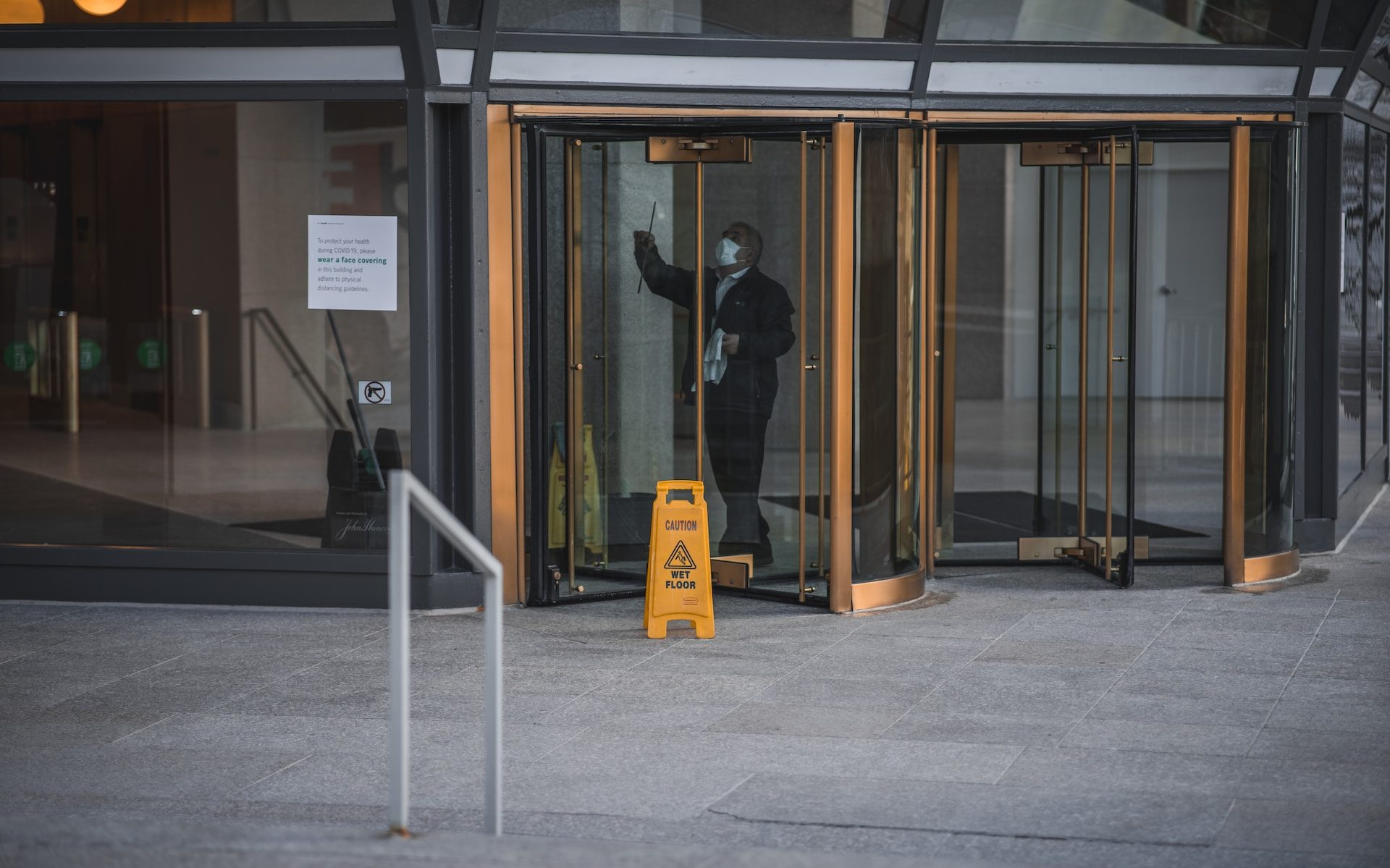 yellow caution wet floor sign